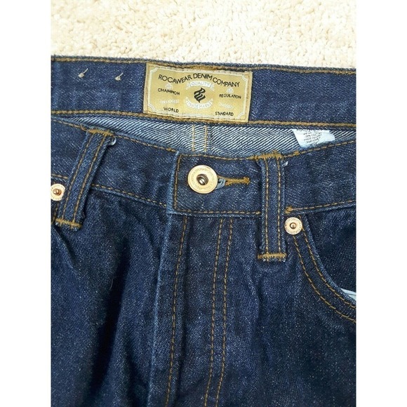 ROCAWEAR DENIM CO.~Men's Size 34×32~Blue Denim Jeans Button-Fly,100% Cotton. - Picture 7 of 12